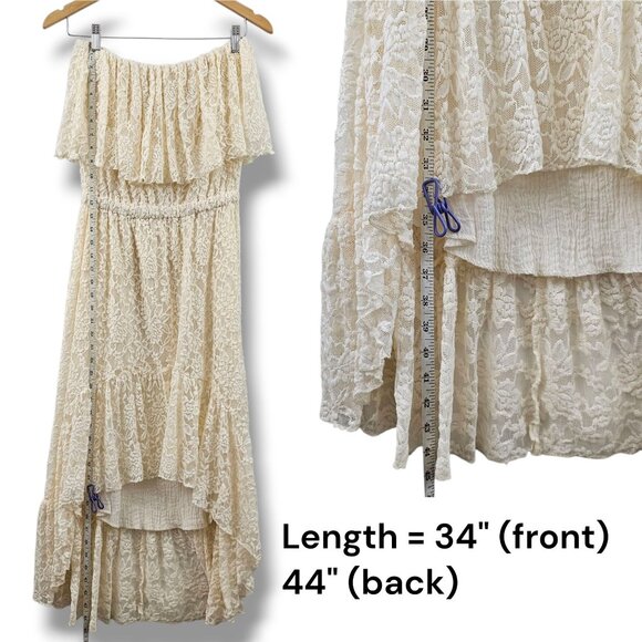 Elan Midi Dress Cream Lace Overlay Strapless S Boho Cottagecore Fairy Western - Picture 9 of 11
